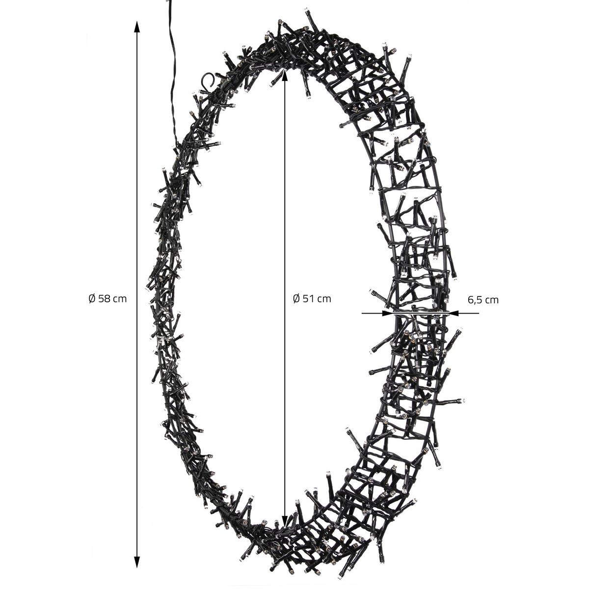 LED LICHTERKRANZ Ø58 cm 500 LEDs Warmweiß - Schwarz, Metall (58/6.5/58cm) - ECD-Germany