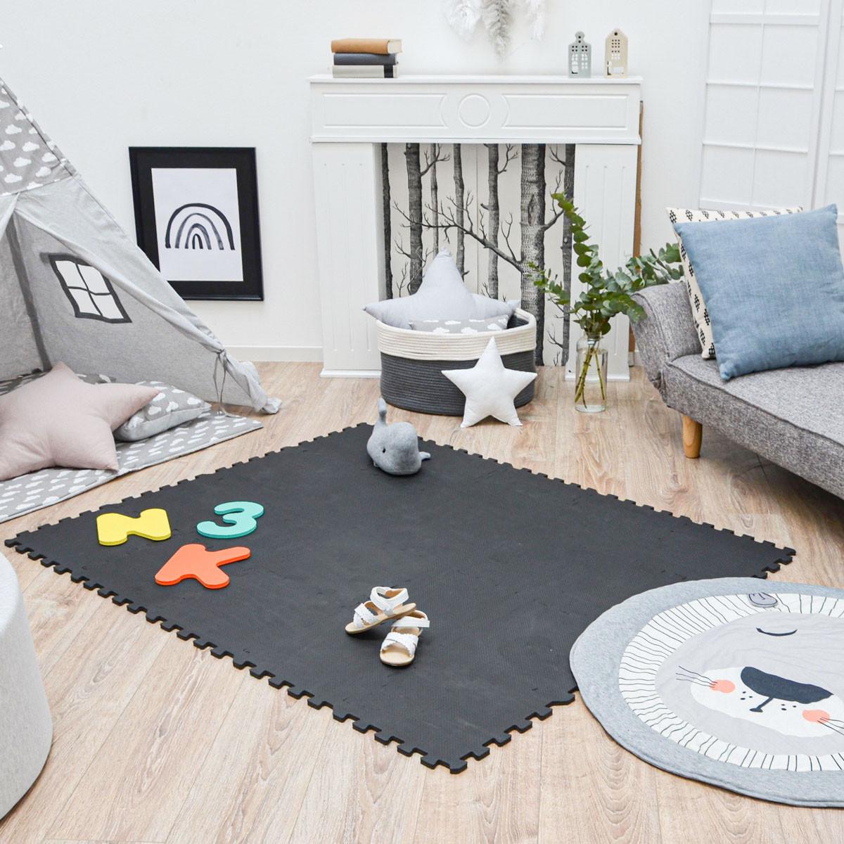 SPIELMATTE ab Null - 180/90 cm Puzzlematte Schwarz - Schwarz, Kunststoff (30/30cm) - Littletom