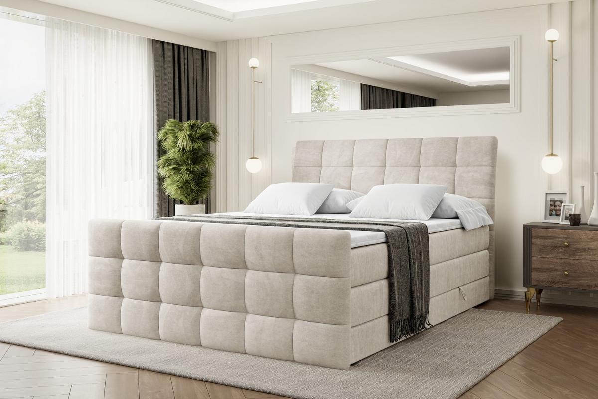 BOXSPRINGBETT BRUGO-Z KING - 180 x 200 - H3/H4 - Ecru - Ecru, Holzwerkstoff (180/200cm) - ALTDECOR