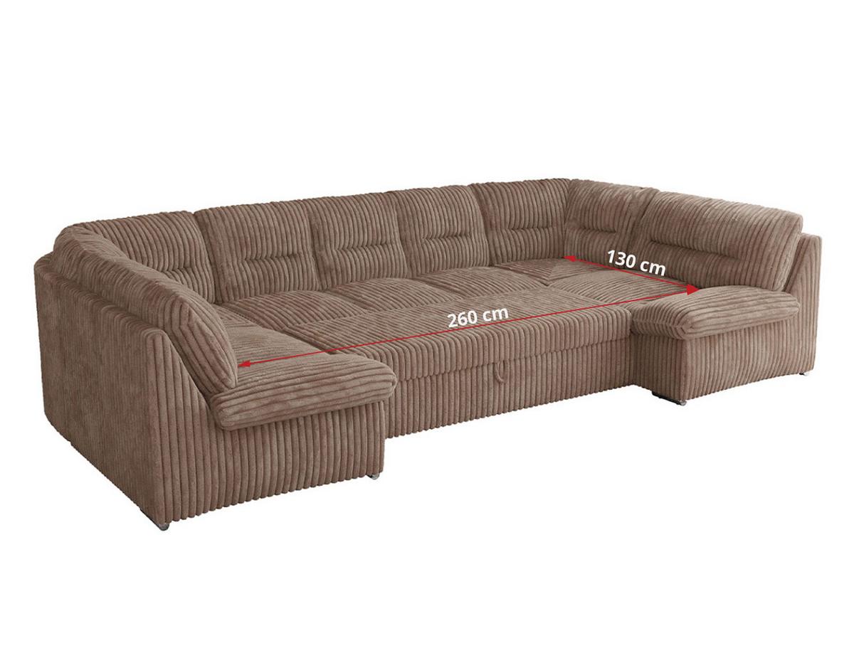 WOHNLANDSCHAFT COMODO U Braun Cord - Silberfarben/Braun, Textil/Metall (340/93/206cm) - MKS