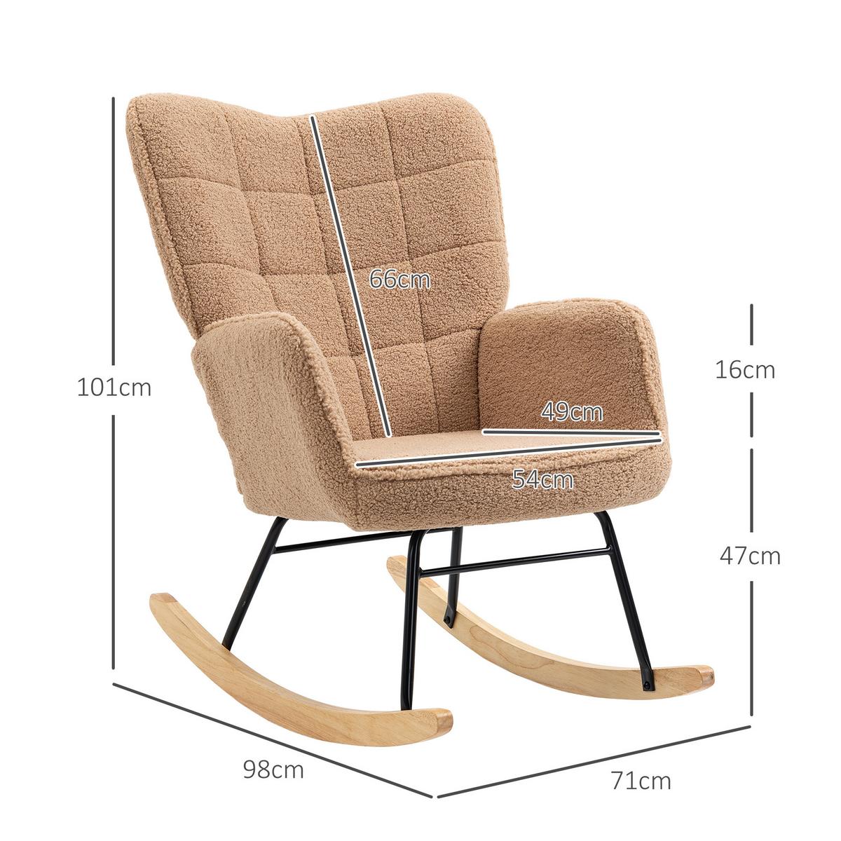 SCHAUKELSTUHL Sessel Relaxsessel bis 120 kg, Polyester, Braun 98x71x101cm - Braun/Naturfarben, Buchenholz/Textil (98/101/71cm) - HOMCOM