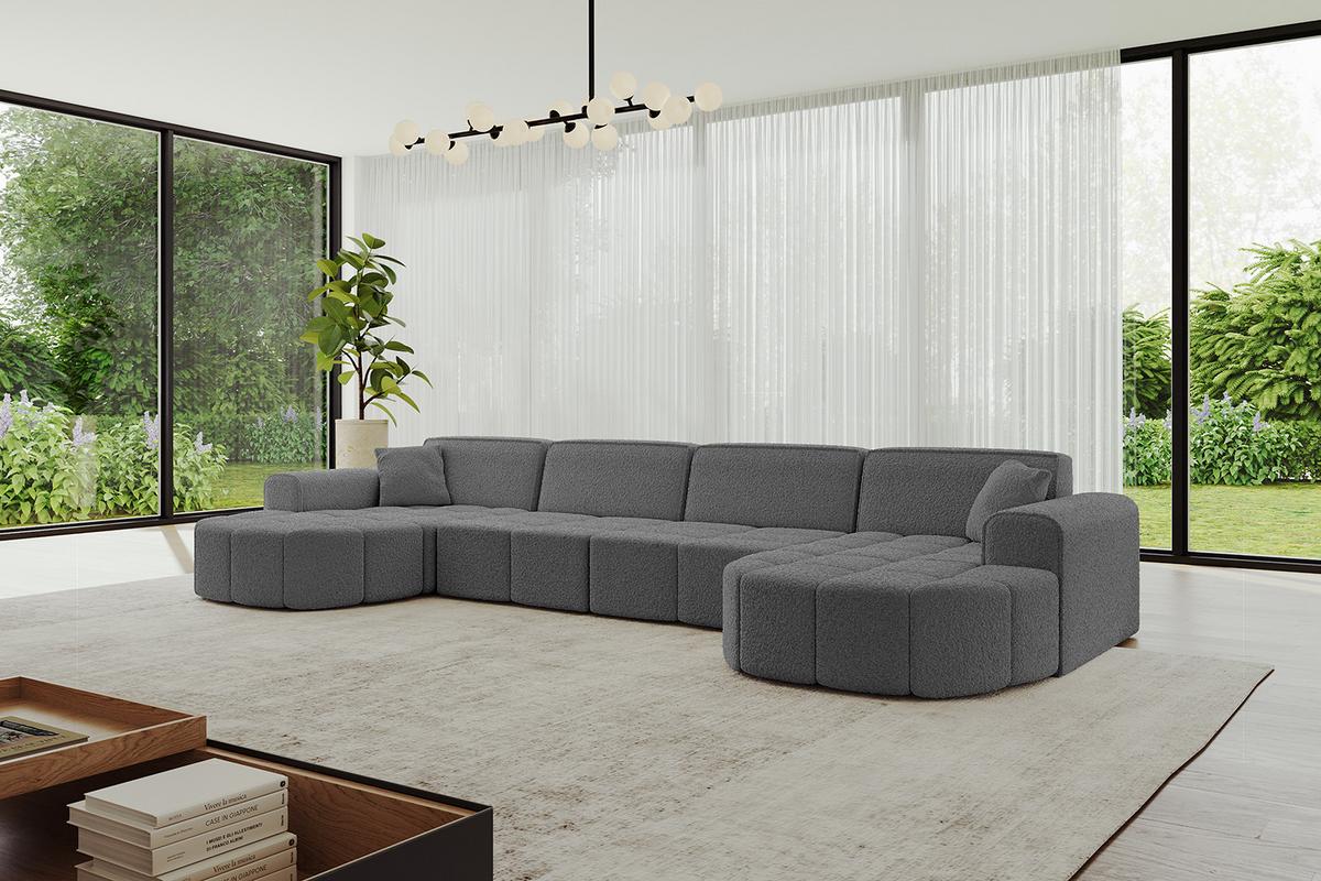 WOHNLANDSCHAFT LIVO-U2 - 400x173x79,5 cm Grau - Grau, Holzwerkstoff/Textil (400/79/173cm) - ALTDECOR