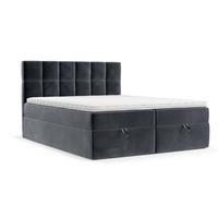 BOXBETT Savio 140/200 cm Dunkelgrau im Kronos Stoff - Dunkelgrau/Schwarz, Holz/Holzwerkstoff (140/200cm) - AltaBeds