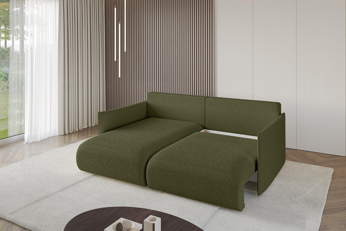 ECKSOFA Ottomane links ONESK-L 216x177x72 Grün Bouclé - Olivgrün/Grün, Holzwerkstoff/Kunststoff (216/177cm) - ALTDECOR