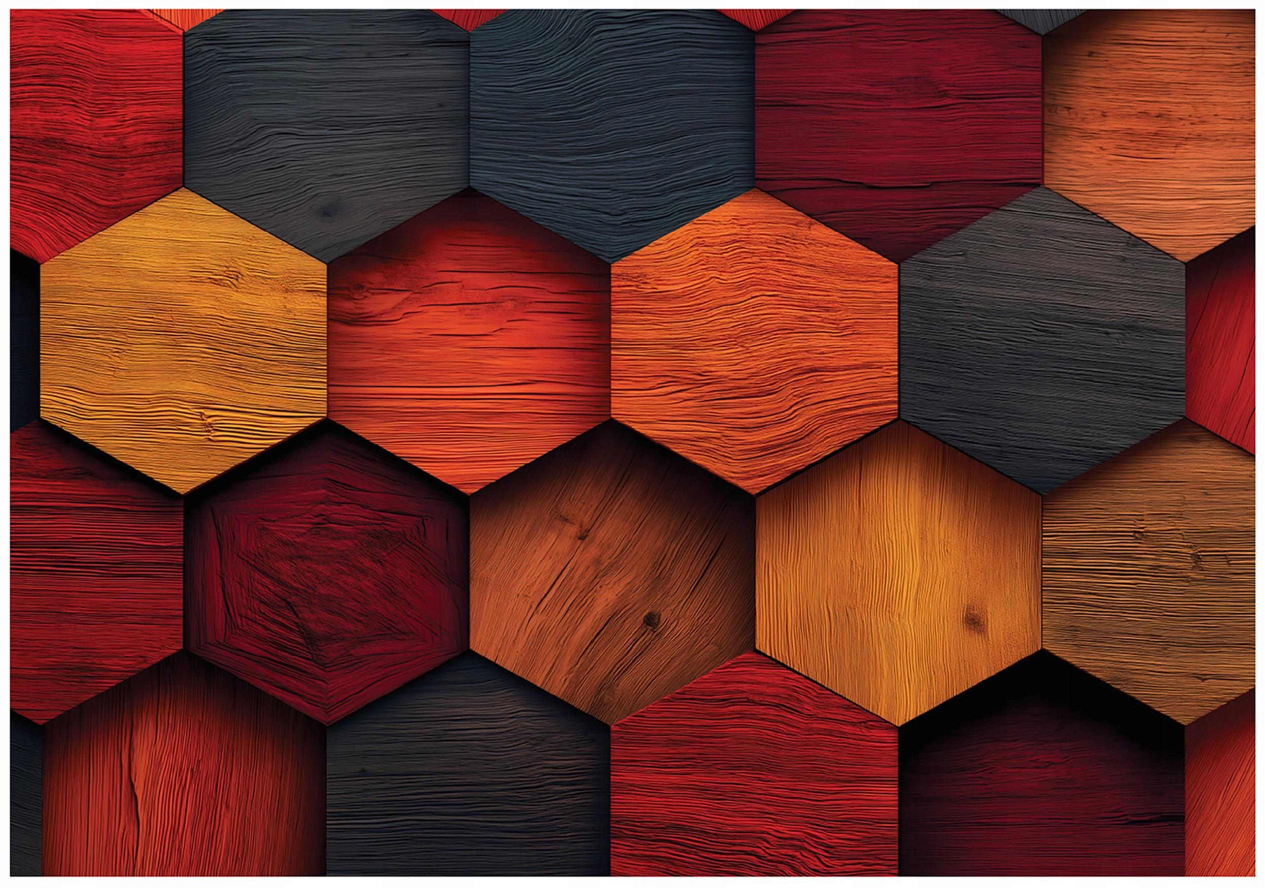 FOTOTAPETE Holz Geometrie Orange 250x175 cm - Multicolor, Papier (250/175cm) - Wallarena