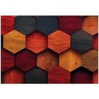 FOTOTAPETE Holz Geometrie Orange 250x175 cm - Multicolor, Papier (250/175cm) - Wallarena