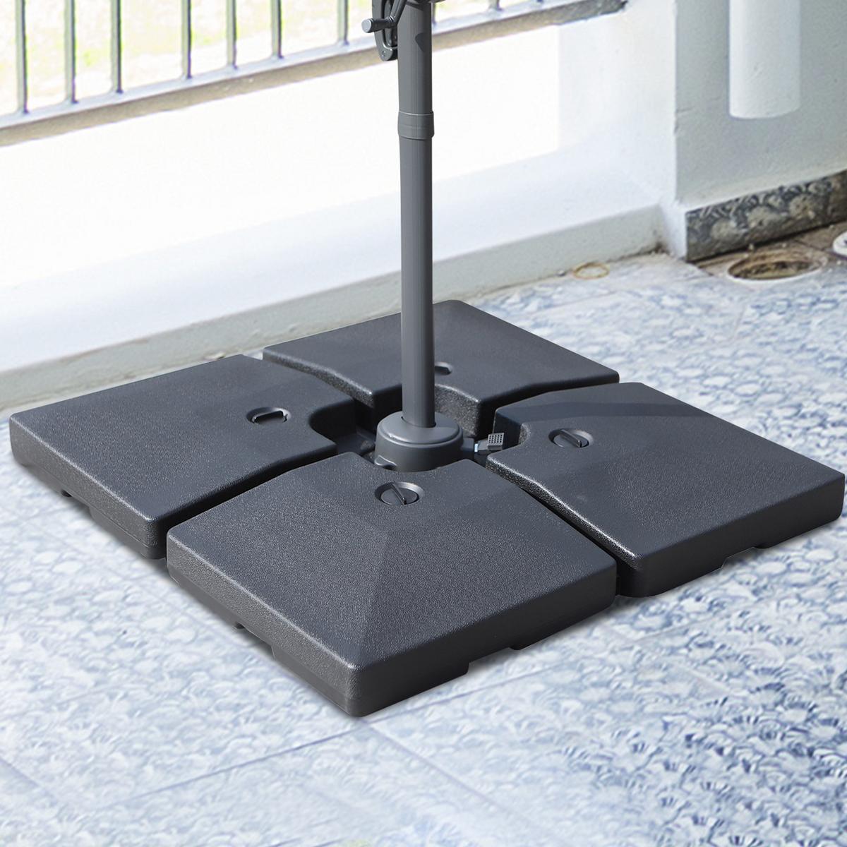 SONNENSCHIRMSTÄNDER befüllbar mit Sand Wasser HDPE-Kunststoff Schwarz Maße pro Element 51 x 51 x 12 cm bis zu 130 kg - Schwarz, Kunststoff (51/51cm) - Outsunny