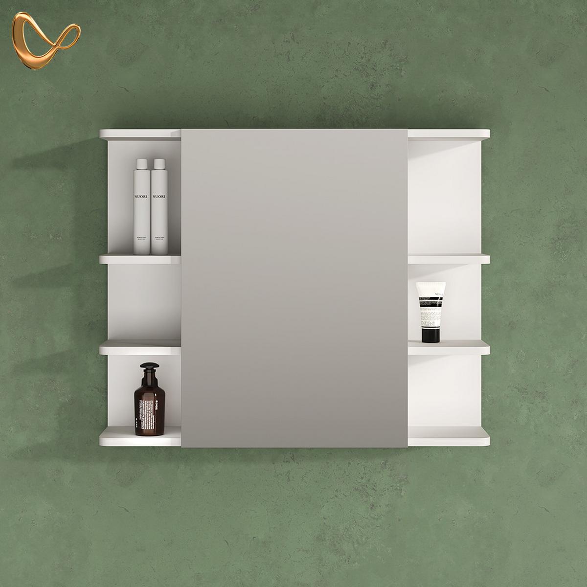 BADSPIEGELSCHRANK Fucino Weiß 79.6 x 64 cm - Weiß, Holzwerkstoff (79.6/64/21.2cm) - Livinity®
