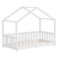 HAUSBETT 70x140 cm Weiß aus Kiefernholz mit Rausfallschutz - Weiß, Holz (70/140cm) - ML-DESIGN