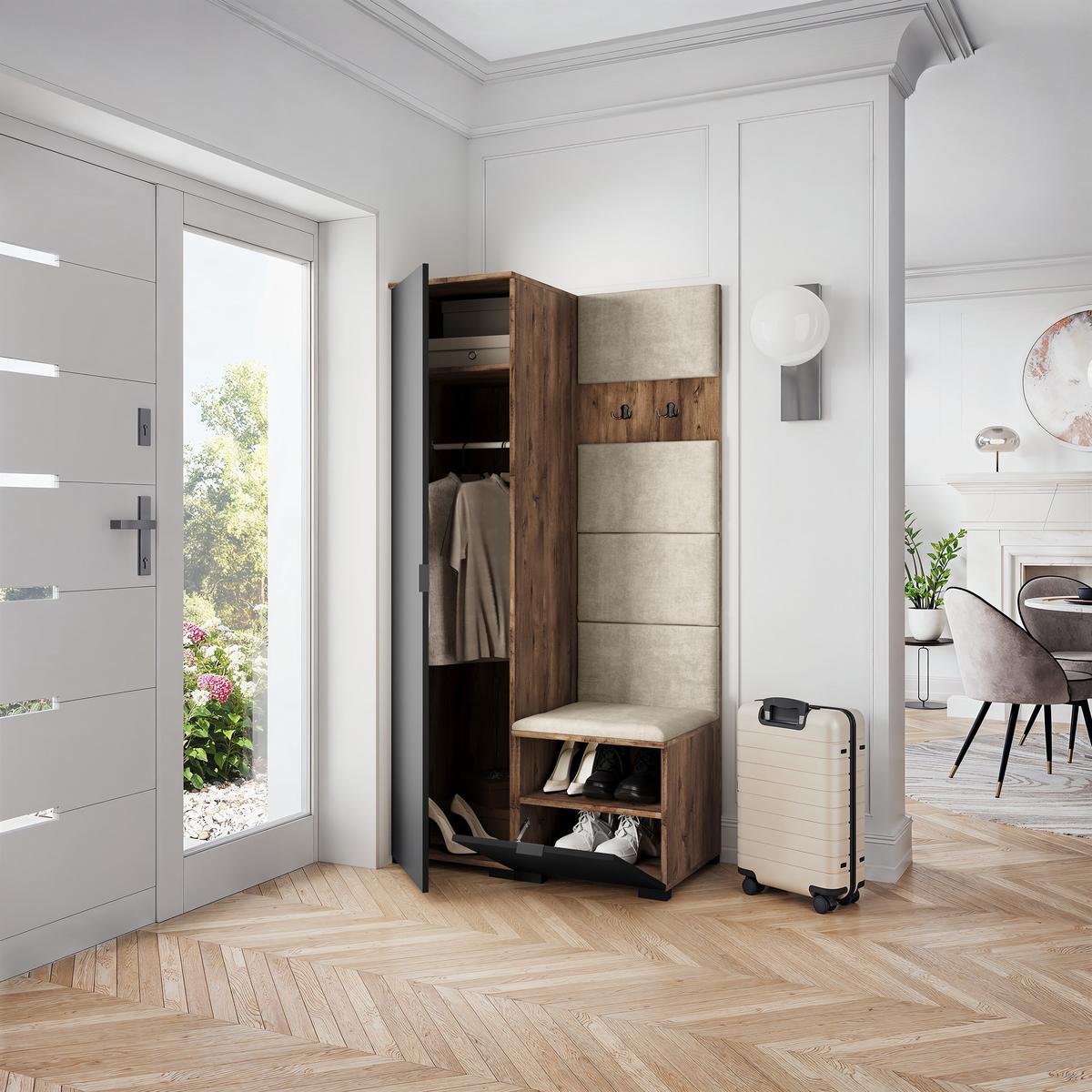 GARDEROBENSCHRANK LORI 95/181/51 cm Modern Eichefarben - Eichefarben/Beige, Holzwerkstoff (95/181/51cm) - MASSENO
