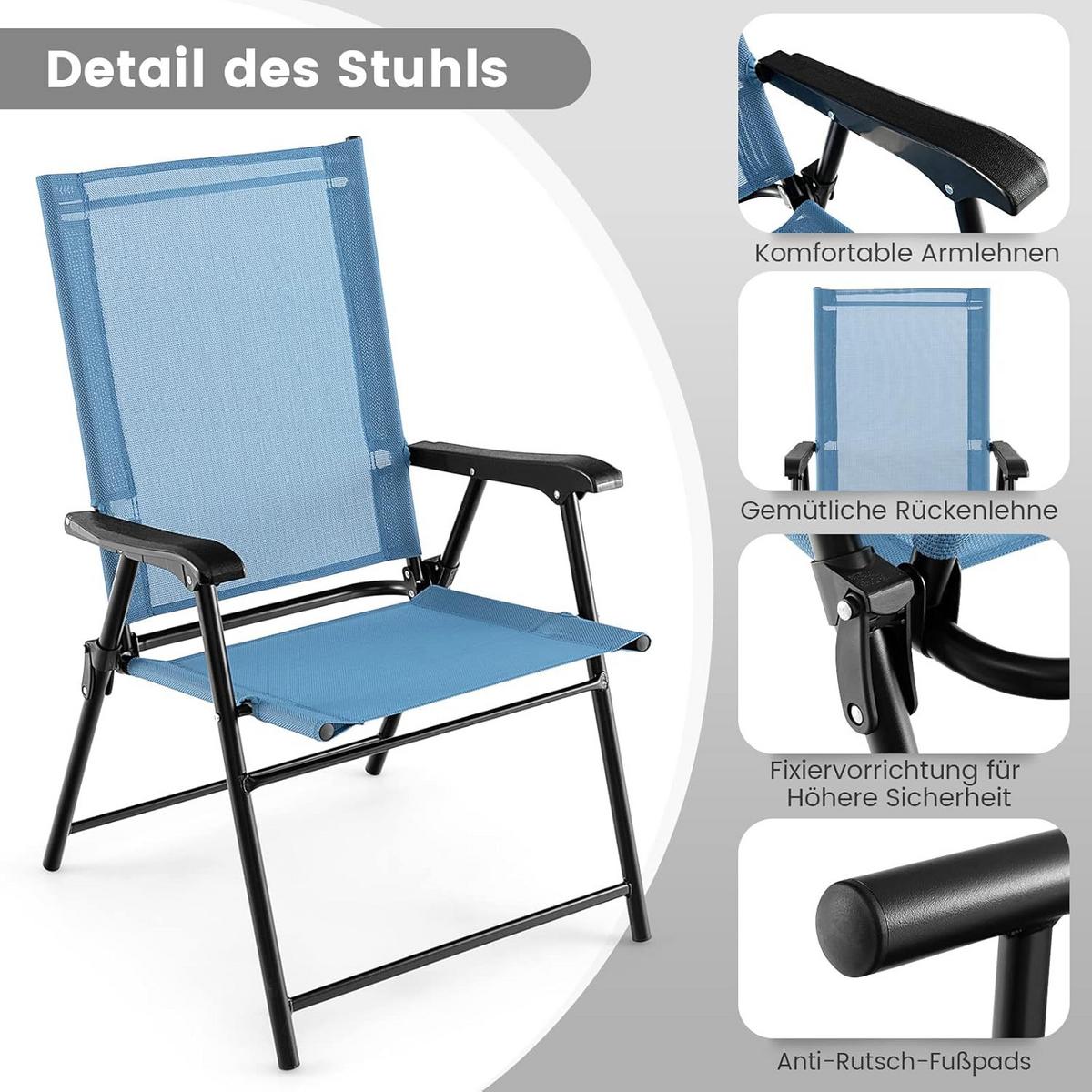 KLAPPSTÜHLE Blau(2er-Set) - Blau, Metall (65/93/60cm) - COSTWAY