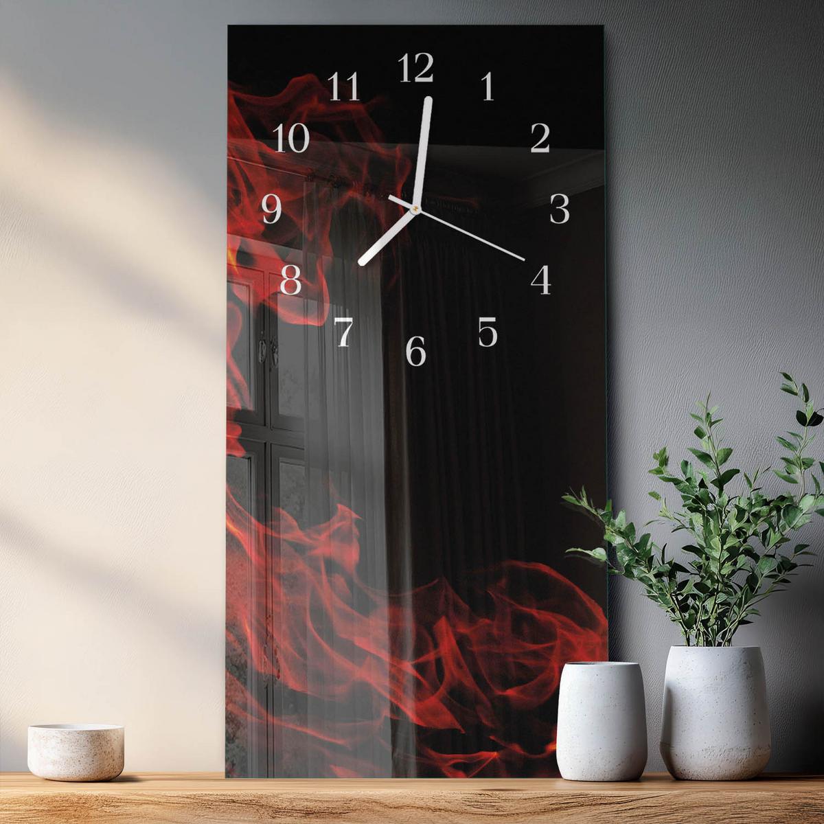 WANDUHR aus Glas 30x60 cm - Feuer - Multicolor, Glas (30/60/0.4cm) - TULUP