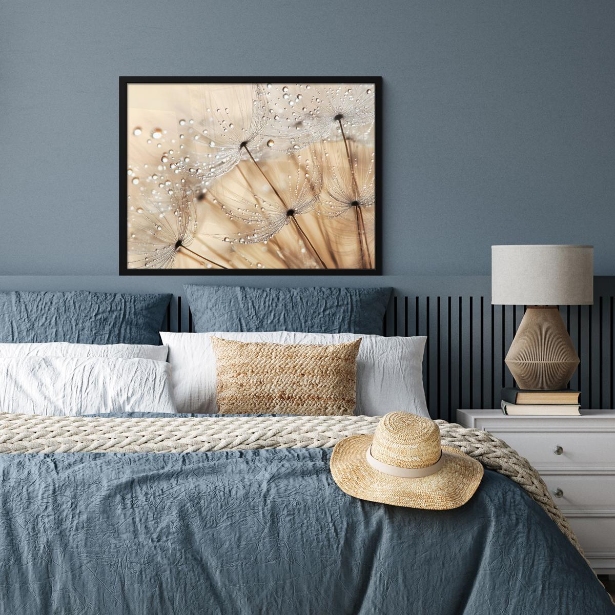 POSTER MIT RAHMENGERAHMTES BILD Löwenzahn - Abstrakt - Natur - Beige 80x60 cm - Braun, Papier (80/60cm) - MuchoWow