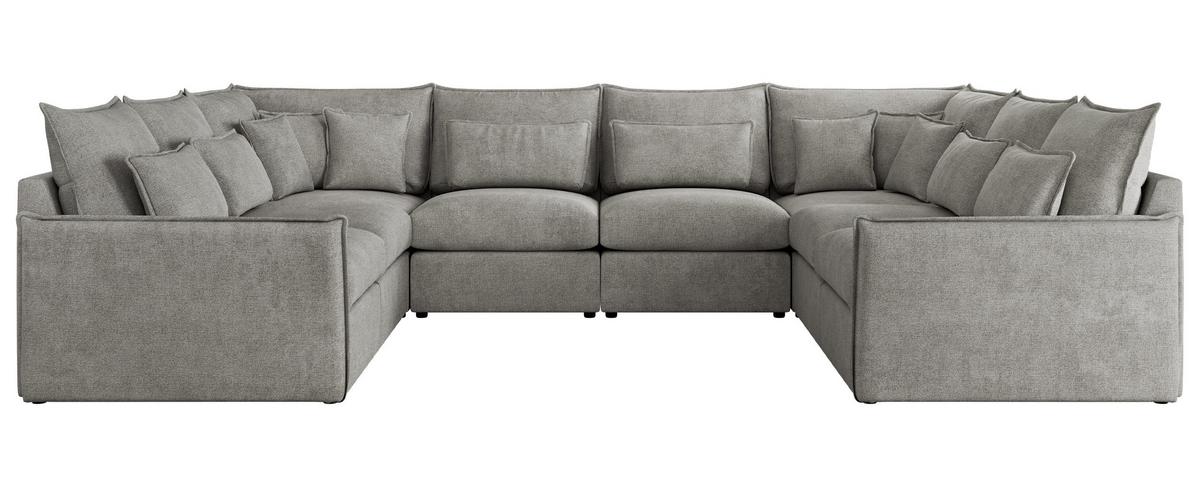 WOHNLANDSCHAFT VERSO U 8M Hellgrau Struktur - Hellgrau/Schwarz, Kunststoff/Textil (362/93/270cm) - MKS