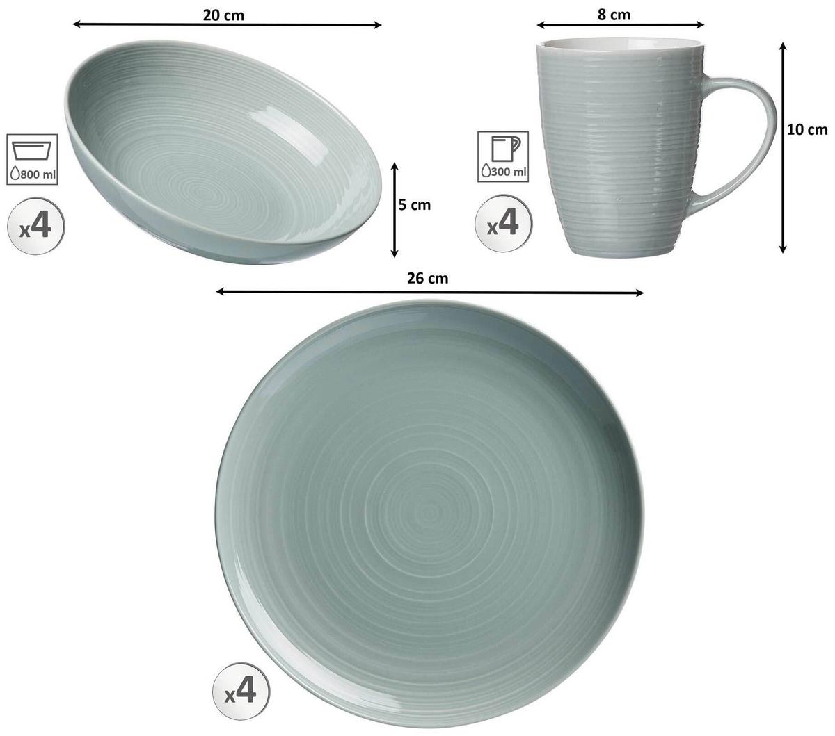 KOMBI-SET Suomi Blau 12-tlg. - Blau, Keramik (2/2/2cm) - Ritzenhoff Breker