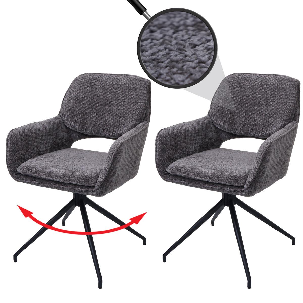 ESSZIMMERSTUHL Grau 2er-Set - Dunkelgrau/Grau, Textil (57/86/61cm) - MCW