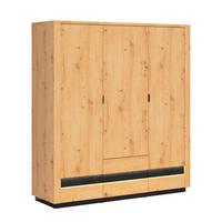 SCHRANK 3 Türen Glenn Holz und Schwarz - Schwarz, Holzwerkstoff (180/199/56cm) - Petits-meubles