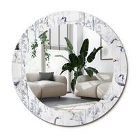 SPIEGEL Rund Ø 60 cm mit Aufdruck - Blau/Weiß, Glas (60/60/0.4cm) - Wallfluent