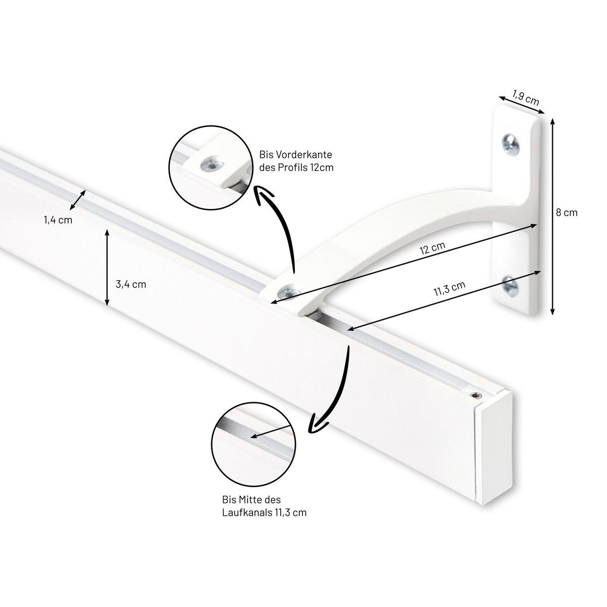 GARDINENSCHIENE auf Maß 1-lauf Wandmontage Curve 180cm - Weiß, Metall (180cm) - Deco-Raum