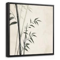 LEINWAND Bilder mit Rahmen - Japandi - Bambus - Beige - 20x20 - Eukalyptusholzfarben, Textil (20/20cm) - MuchoWow