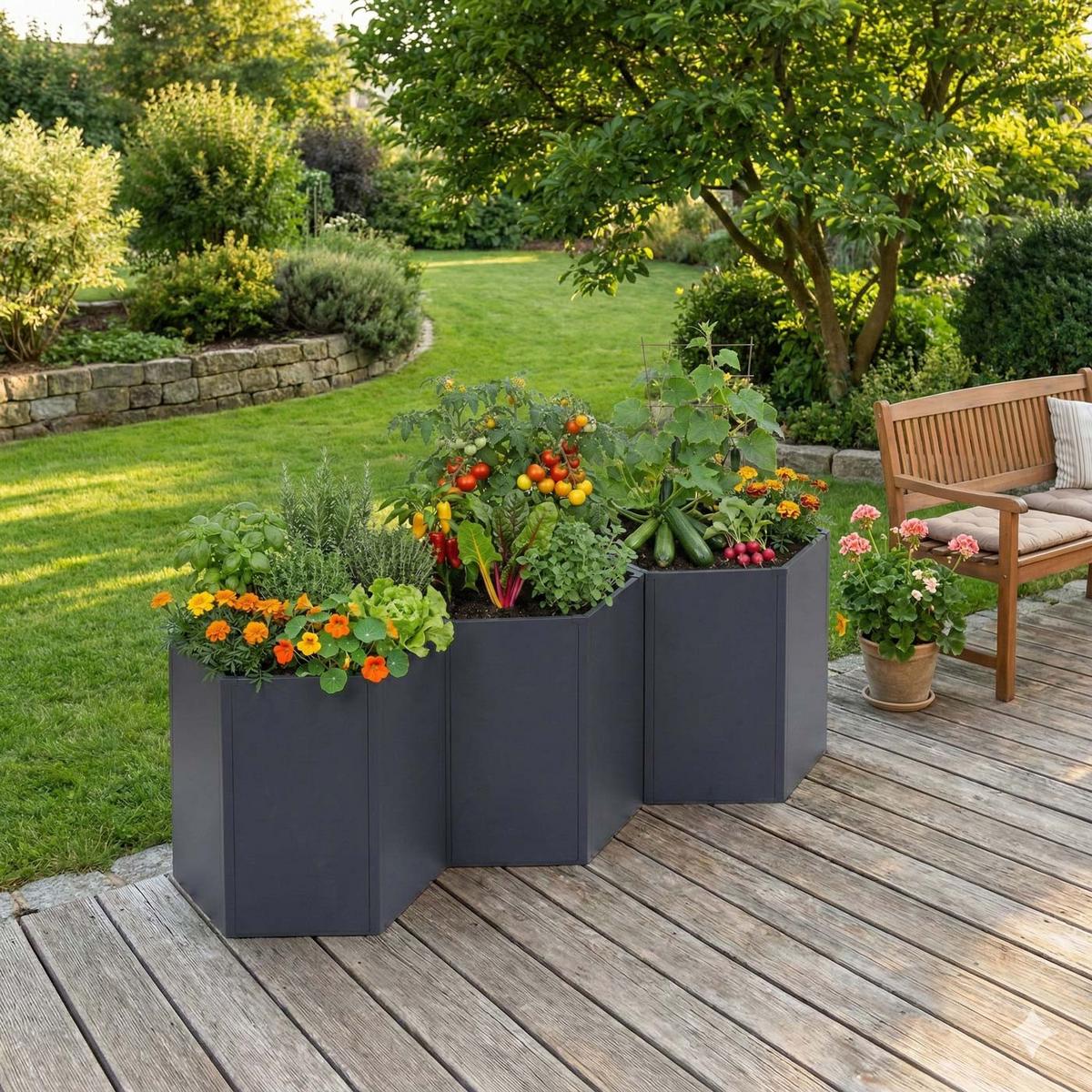 HOCHBEET 3ER-SET Anthrazit 3er-Set-Set - Anthrazit, Metall (264/77/100cm) - MCW