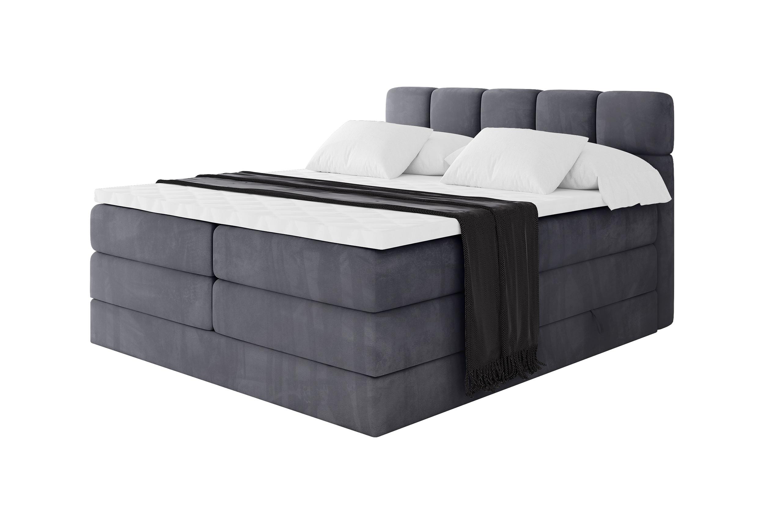 BOXBETT mit Matratze H3/H4 - FAMA KING - 180x200 cm Dunkelgrau Casablanca - Dunkelgrau, Holzwerkstoff (180/200cm) - ALTDECOR