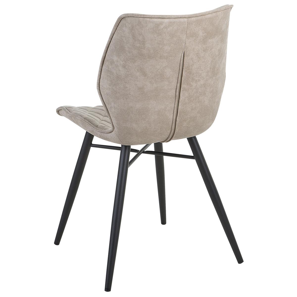 ESSZIMMERSTUHL 2er-Set Polsterbezug Beige Lisle - Beige, Textil/Metall (47/86/56cm) - Beliani