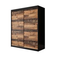 SCHWEBETÜRENSCHRANK 200/150/62 2-türig - Eichefarben/Schwarz, Holz/Kunststoff (150/200/62cm) - MÖBEL KRYSPOL