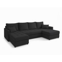 WOHNLANDSCHAFT Dolceo Schwarz 287/140/73 cm mit Bettkasten Schlaffunktion Wohnzimmer - Titanfarben/Schwarz, Kunststoff/Textil (287/73/140cm) - AX Living
