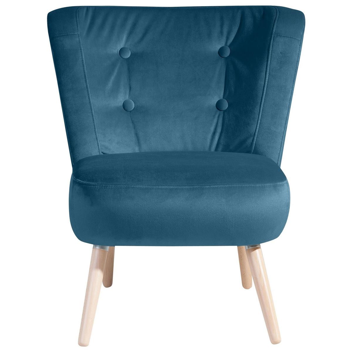 SESSEL Kassi Bezug Samtvelours Buche natur / petrol - Blau, Kunststoff (69/80/68cm) - 58aufmkessel