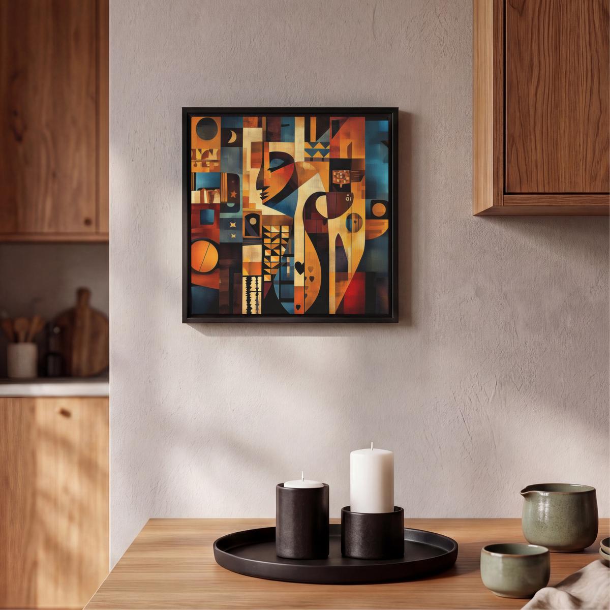 LEINWAND Bilder mit Rahmen - Figuren - Abstrakt - Symbole - 20x20 - Terracotta, Textil (20/20cm) - MuchoWow