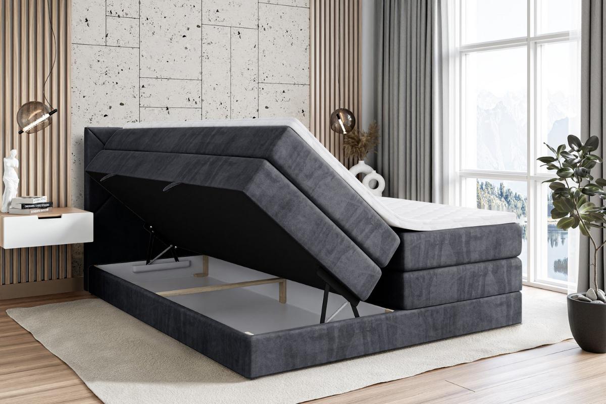 BOXSPRINGBETT BARWA KING - 140x200 - H3/H4 - Dunkelgrau - Dunkelgrau, Holzwerkstoff (140/200cm) - ALTDECOR