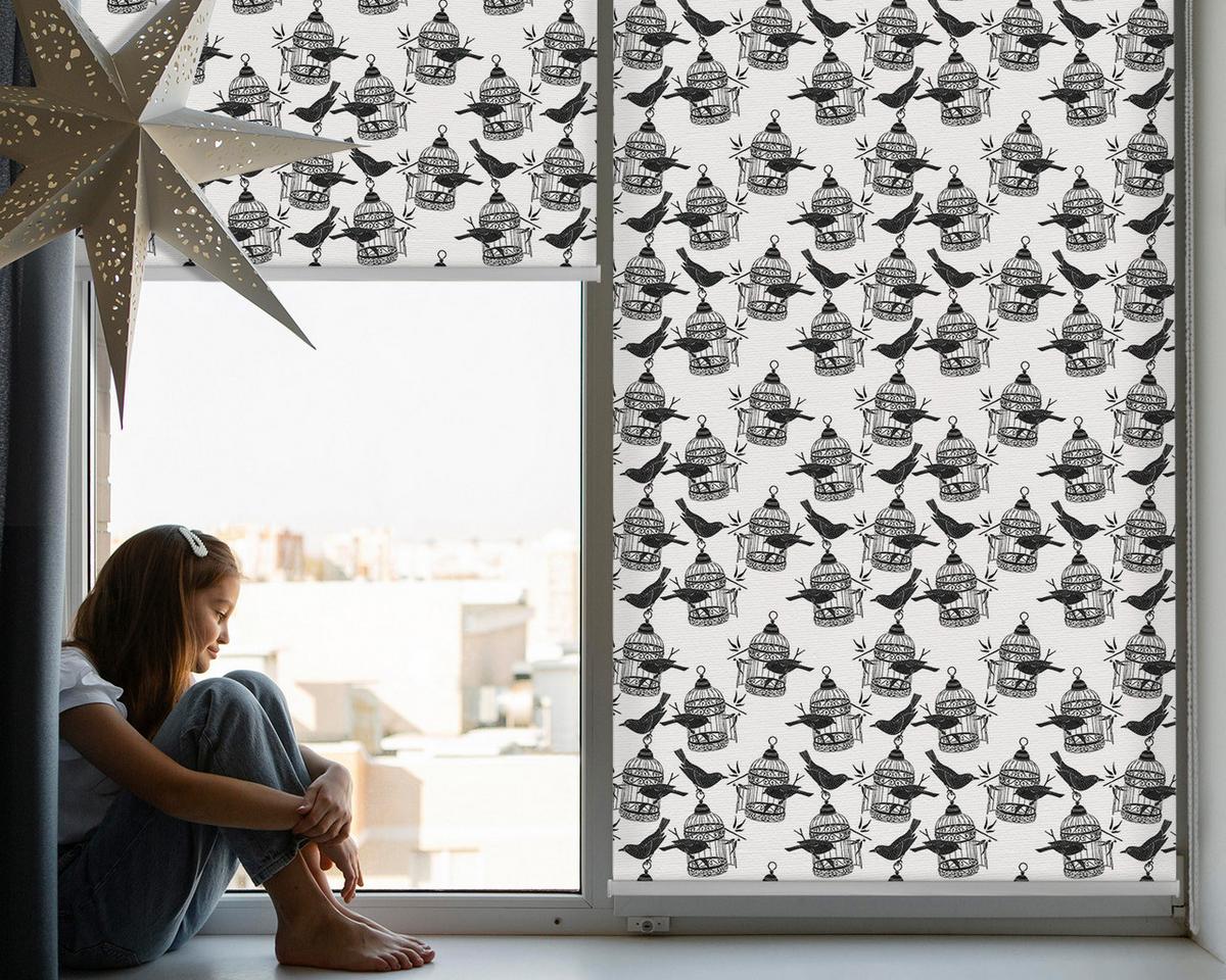 INNENROLLO - Fensterrollo - Rollo - 90x140 cm - Schwarze Raben - Schwarz, Kunststoff (90/140/0.5cm) - TULUP