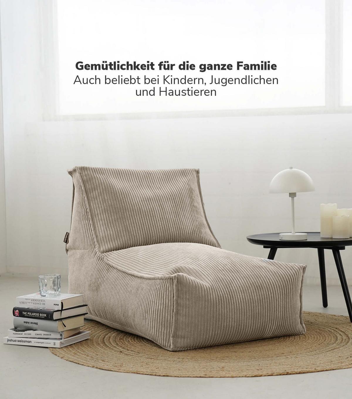 SITZSACK Cord Der Gelassene - Beige, Textil (60/65/95cm) - Mokebo
