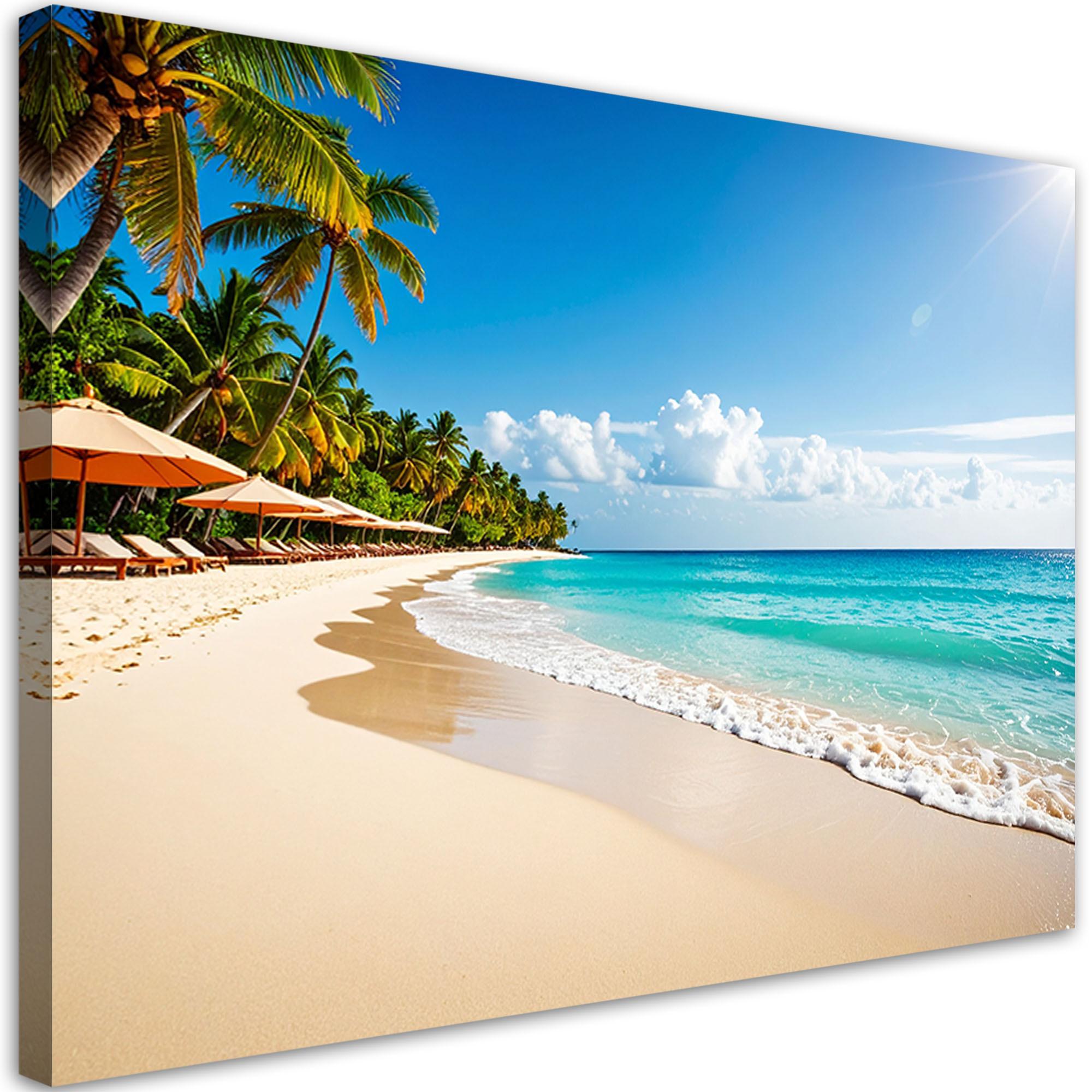 LEINWANDBILD Strand Meereslandschaft 90x60cm - Blau, Textil (90/60cm) - Feeby