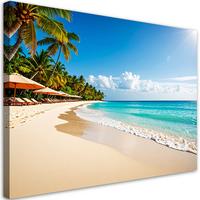LEINWANDBILD Strand Meereslandschaft 90x60cm - Blau, Textil (90/60cm) - Feeby