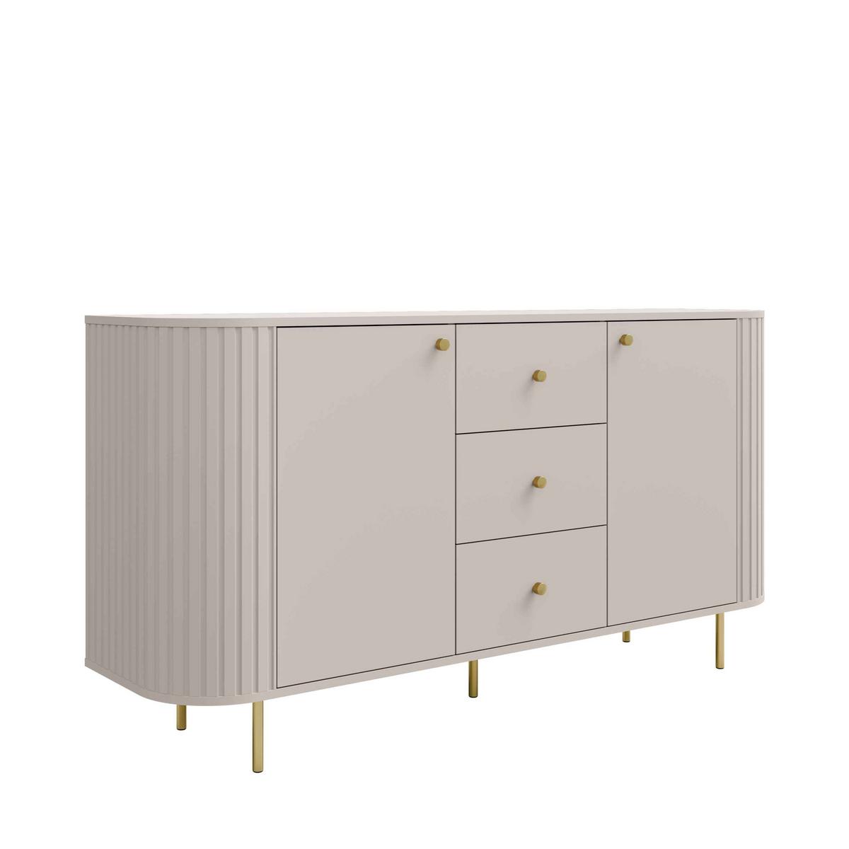 KOMMODE BOLLA 164,4/85,4/42,3cm mit 3 Schubladen 2 Türen Beige - Beige, Holzwerkstoff (164.4/85.4/42.3cm) - MASSENO