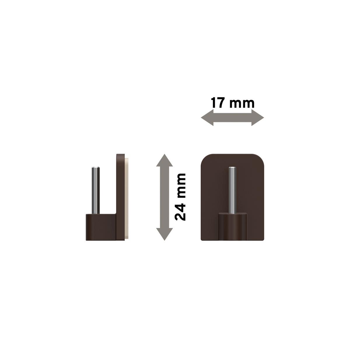 KLEBEHAKEN MIT METALLSTIFT für Vitragestangen, Braun, Packung 4 Stück - Braun, Kunststoff/Metall (1.7/2.4/1.2cm) - INTERDECO