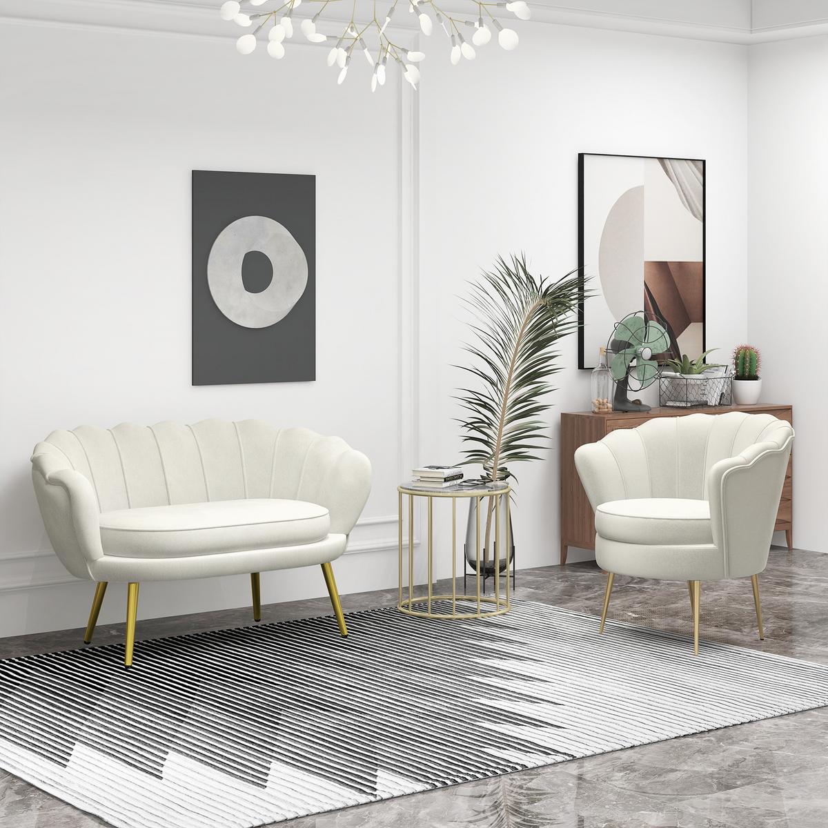 SOFA Wyndrin 130/77/77cm - Creme, Kunststoff (77/77/130cm) - ZMH