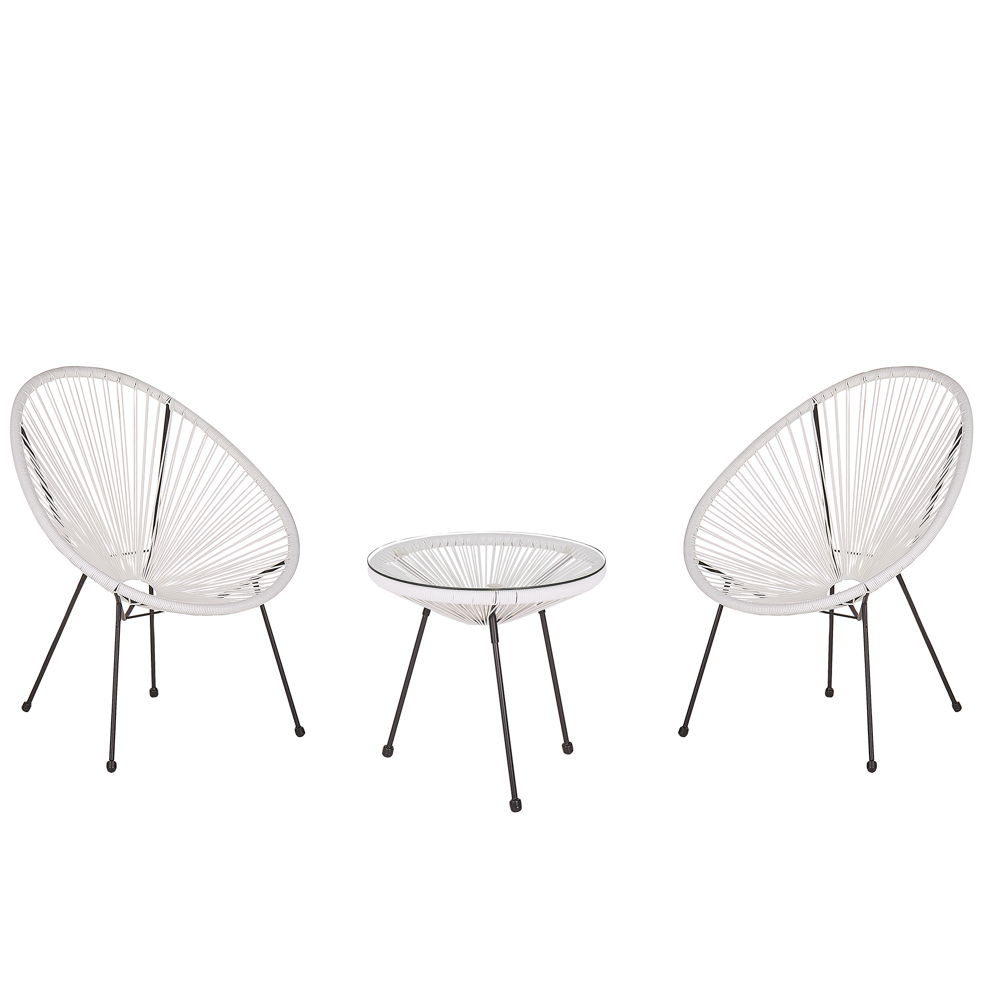 BALKONSET 2-Sitzer Rattan weiß Acapulco II - Schwarz/Weiß, Kunststoff - Beliani