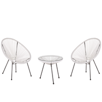 BALKONSET 2-Sitzer Rattan weiß Acapulco II - Schwarz/Weiß, Kunststoff - Beliani
