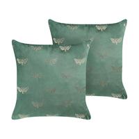 DEKOKISSEN 2er-Set Smaragdgrün 45/45 cm Yuzuri - Smaragdgrün, Textil (45/45cm) - Beliani