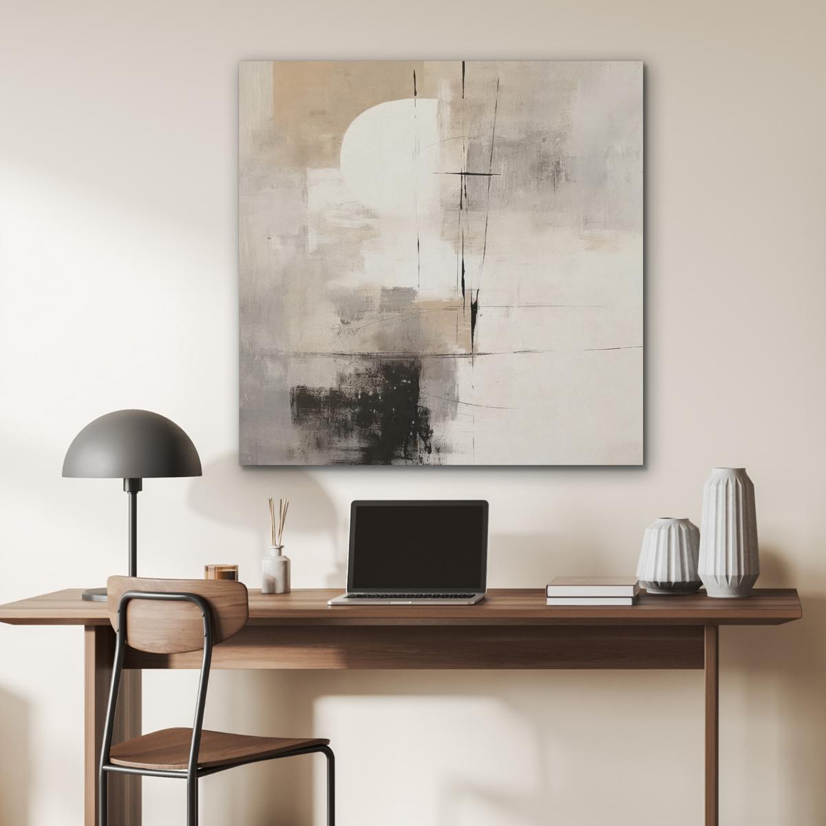 AKUSTIKBILD Abstrakt - Kunst - Grau Akustikpaneele 90x90 cm - Hellgrau, Kunststoff (90/90/0.9cm) - MuchoWow