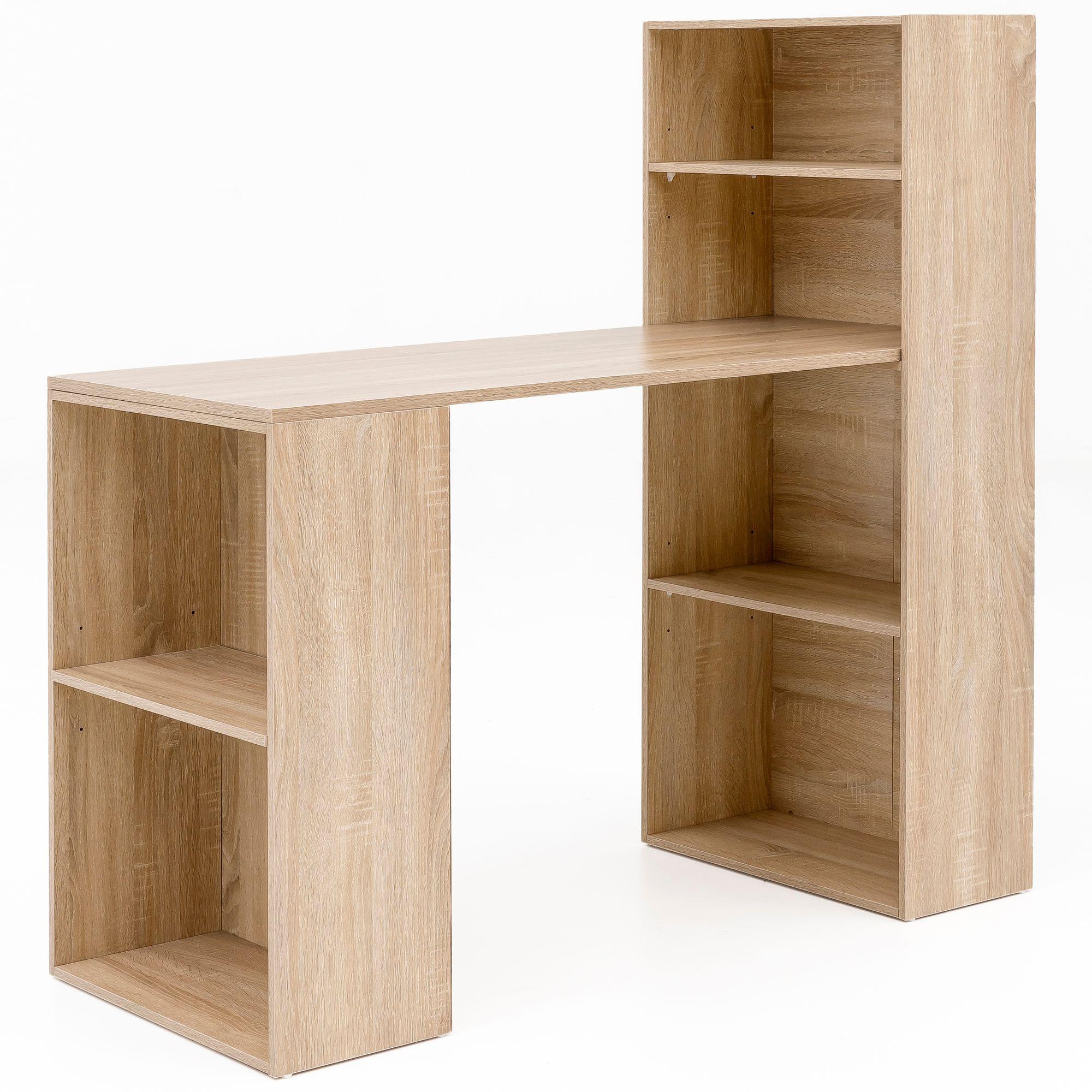 SCHREIBTISCH Mit Regal Ablagefächer Modern Holz, Sonoma 53x120x120 cm - Beige/Braun, Holz/Holzwerkstoff (120/53/120cm) - KADIMA DESIGN
