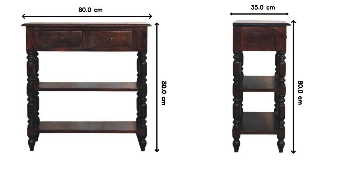 BEISTELLTISCH Rich-Cherry-Finish, 2 Schubladen, 2 große offene Regale, Dunkelbraun - Dunkelbraun, Holz (80/35/80cm) - Artisan Furniture