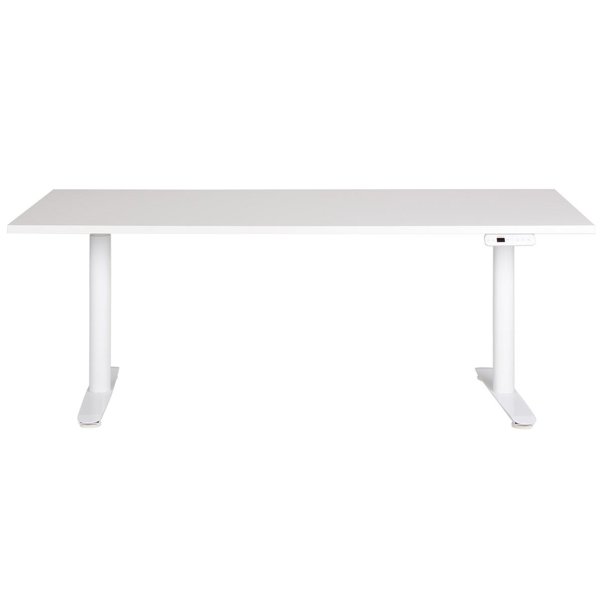 SCHREIBTISCH weiß 180/80 cm elektrisch höhenverstellbar Destin IV - Weiß, Holz (80/180/67cm) - Beliani