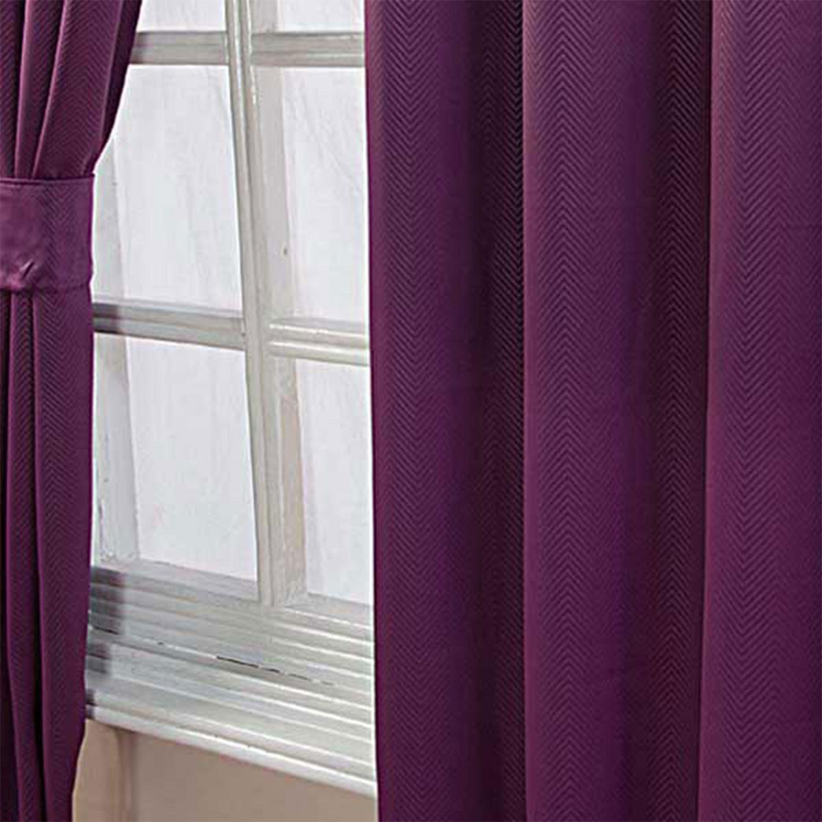 VERDUNKELUNGSVORHÄNGE Fischgrät mit Thermo-Funktion, Ösen 228/137 cm - Aubergine, Textil (228/137cm) - Homescapes