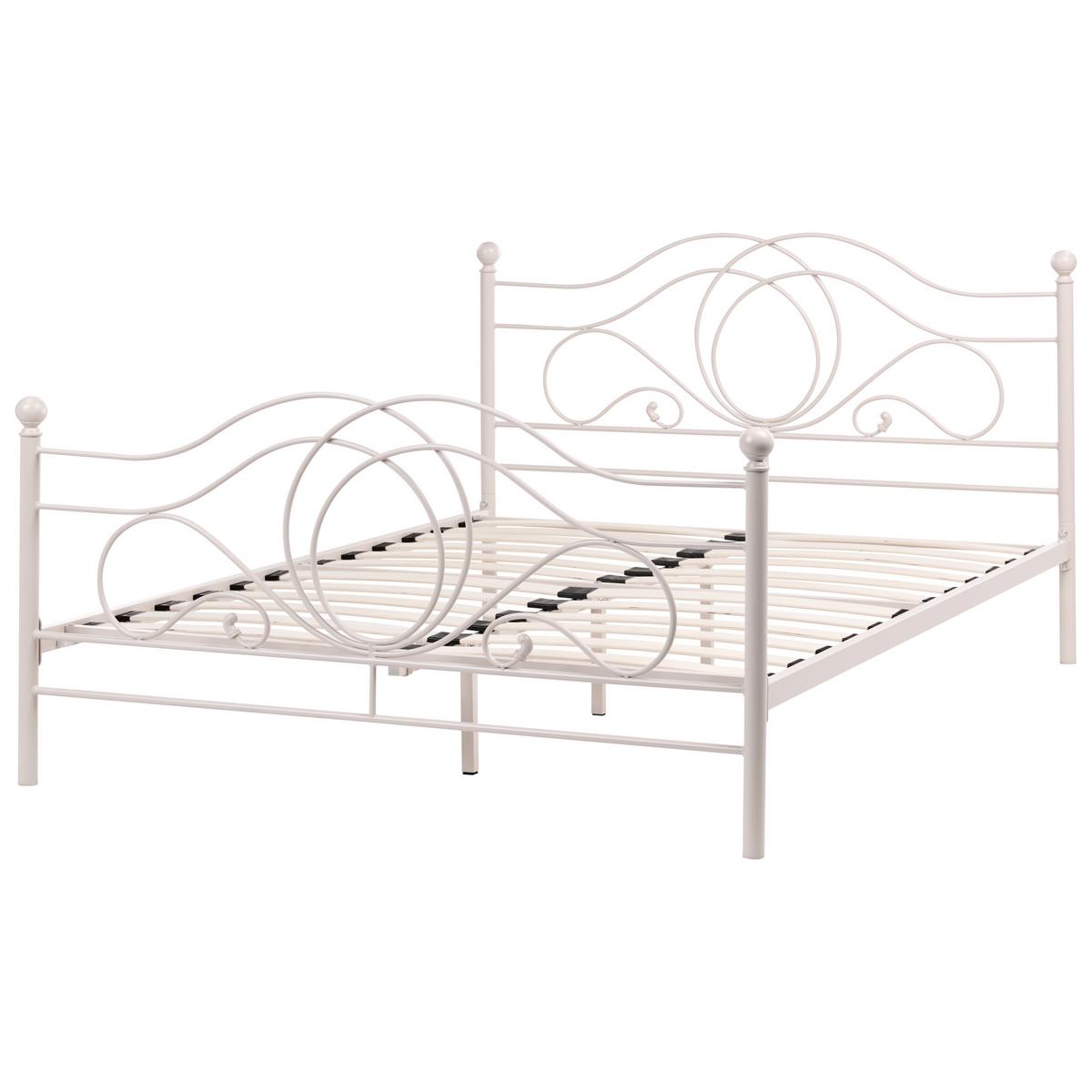 BETT mit Lattenrost 160/200 Stahl Hellbeige Lyra - Beige, Metall (160/200cm) - Beliani