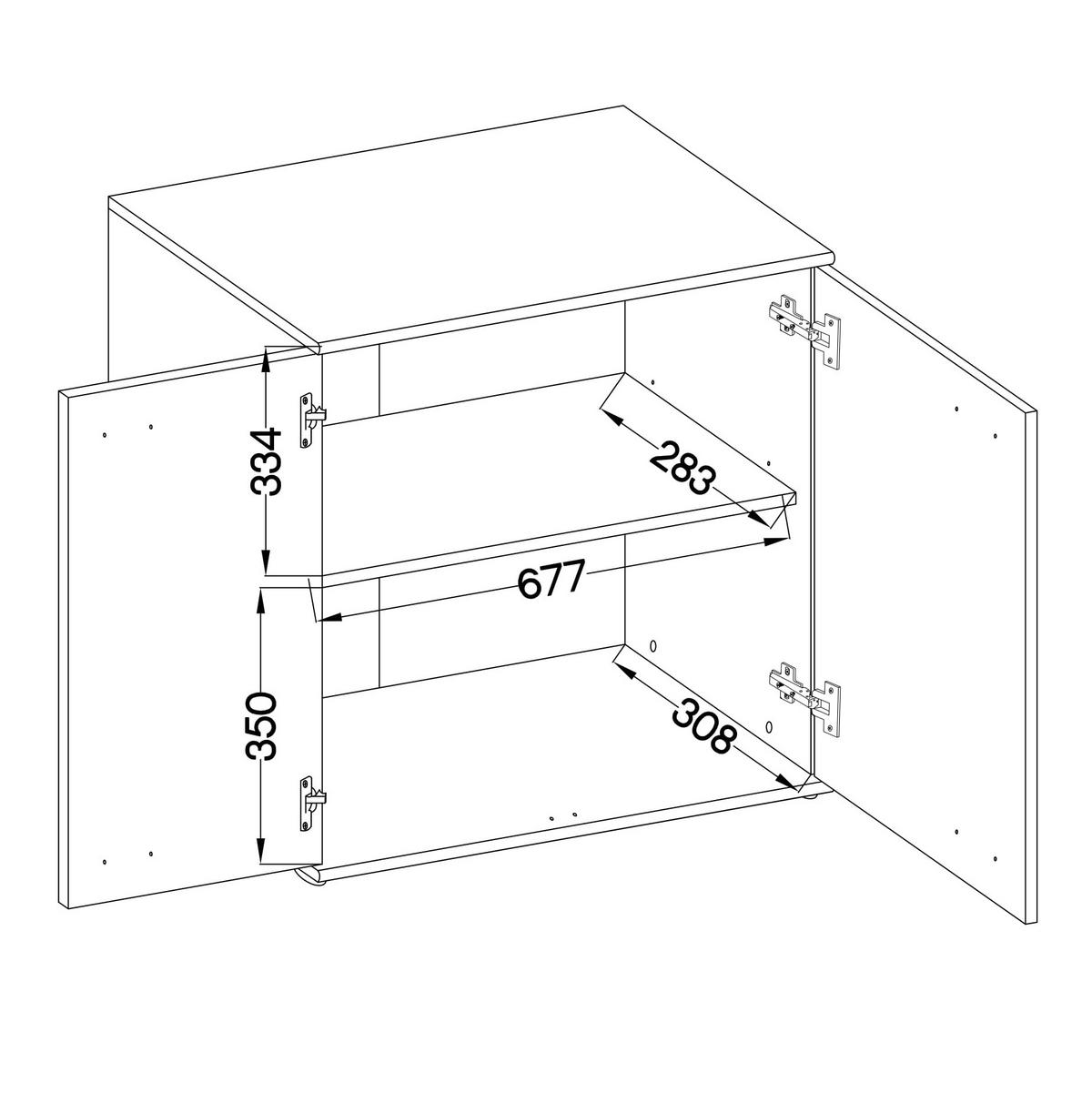 KOMMODE MICHELE 71/75/35 cm mit 2 Türen Braun - Hellgrau/Braun, Holzwerkstoff (71/75/35cm) - MASSENO