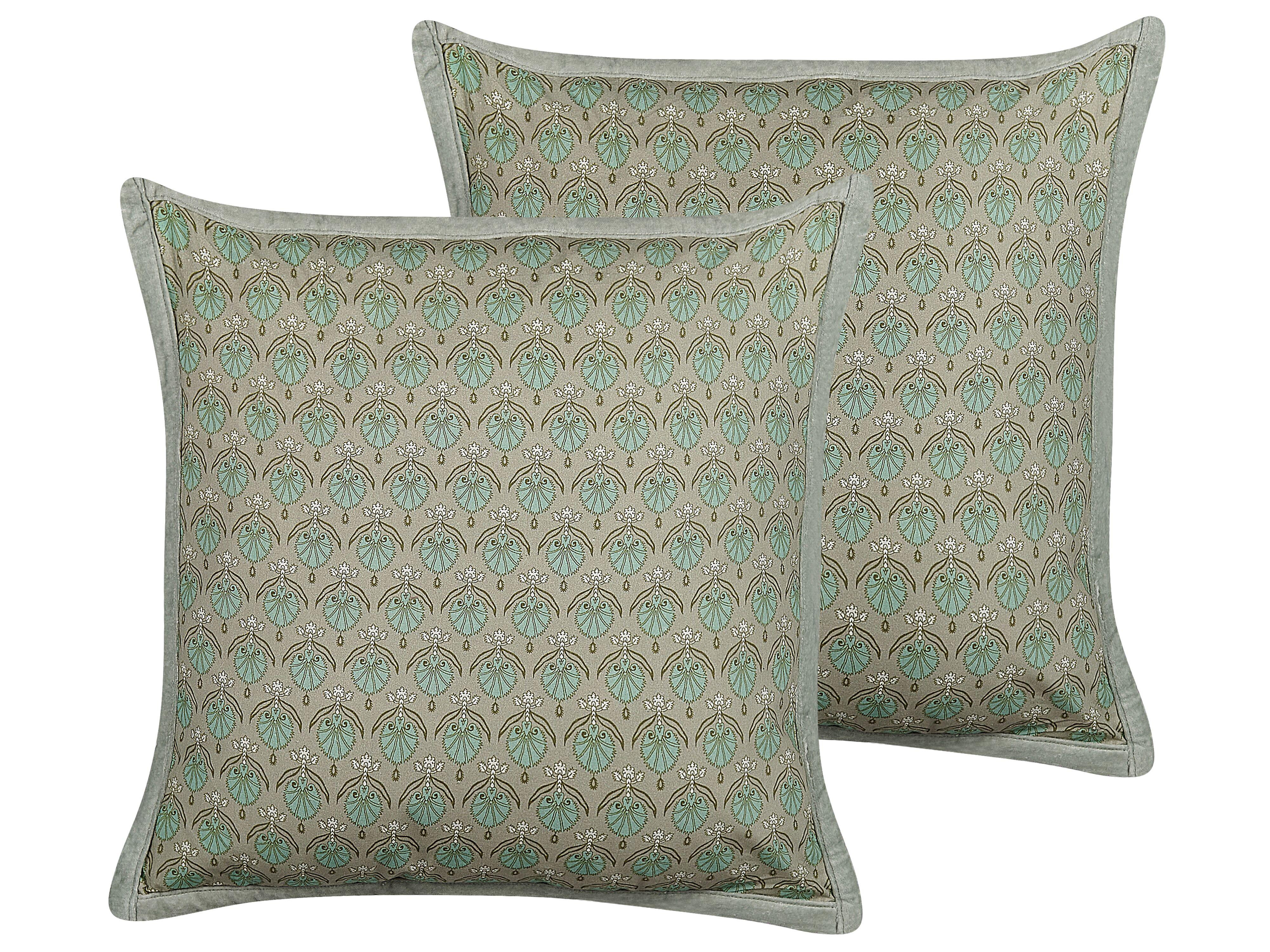DEKOKISSEN 2er-Set Olivgrün 45/45 cm Pictus - Olivgrün, Naturmaterialien/Textil (45/45cm) - Beliani